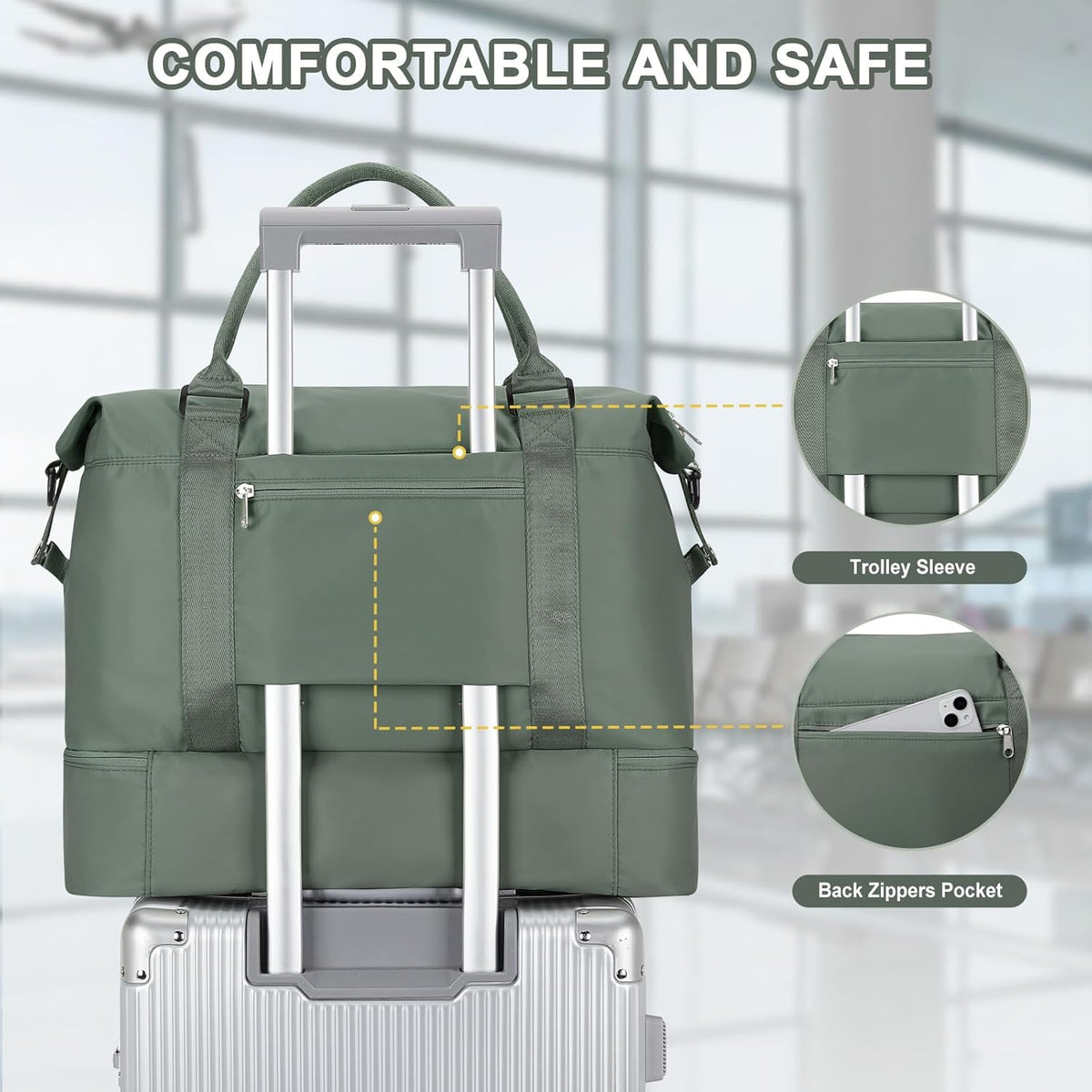 Travel Duffel Bag, Sports Tote Gym Bag, Shoulder Weekender Overnight Bag for Women - Colors B
