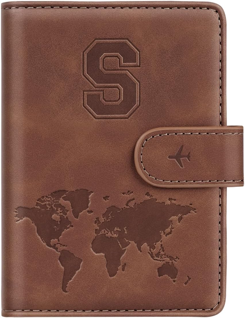 Passport Holder Cover Initail Letter A-Z Travel Wallet 3D Embossed Design RFID Blocking Card Holder Personalized Gift Passport Cover Wallet, Passport Book Holders for Women and Girls, Pink-A
