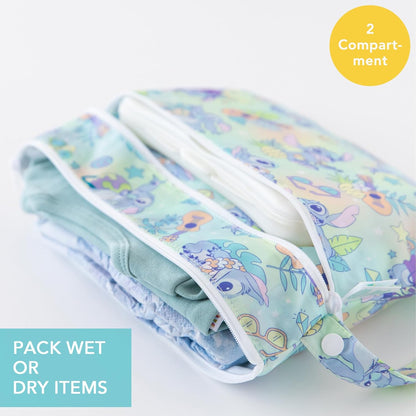 Bumkins Waterproof Wet Bag for Baby, Travel, Swim Suit, Cloth Diapers, Pump Parts, Pool, Beach, Gym Clothes, Toiletry, Hook to Stroller, Daycare, Zipper Reusable Wetdry Packing Pouch, Jungle