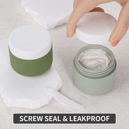 ME.FAN Travel Containers for Toiletries, TSA Approved 1.5 oz Silicone Cream Jars, Leak-proof Journey Containers, Trip Accessories with Lid for Cosmetic Face Hand 4 Pack White Lid - Morandi