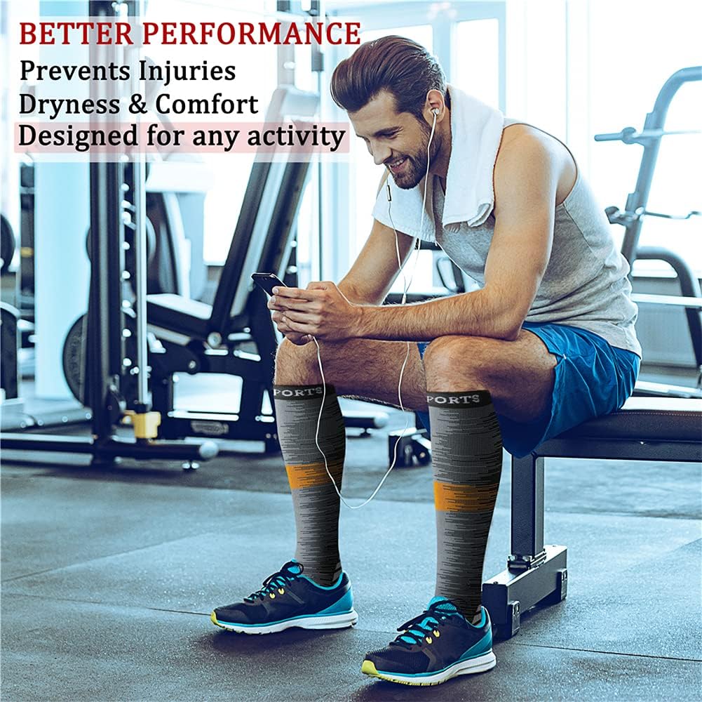 CHARMKING Compression Socks for Women & Men Circulation (8 Pairs) 15-20 mmHg Best Calf Socks Support for Athletic Cycling - Colors B