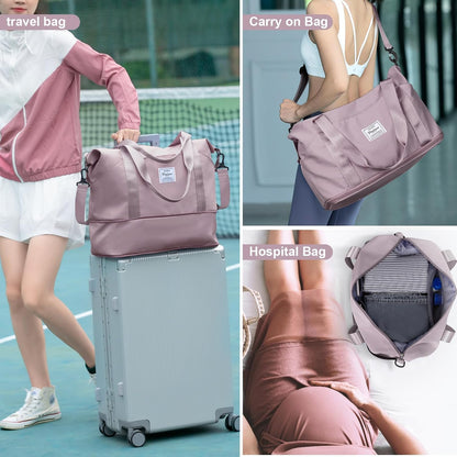 Travel Duffel Bag, Sports Tote Gym Bag, Shoulder Weekender Overnight Bag for Women - Colors A
