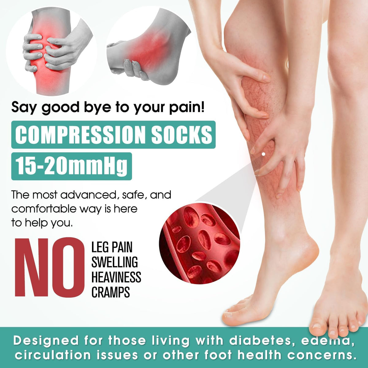 Laite Hebe 3 Pack Medical Compression Sock-Compression Sock For Women and Men Circulation -Best for Running,Nursing,Athletic Sports
