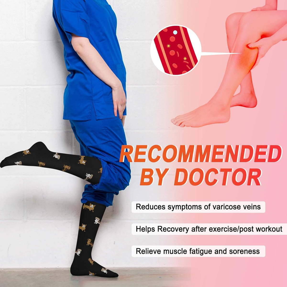 4 Pairs Compression Socks for Women Circulation-Best Support for Nurses,Running,Athletic,Travel