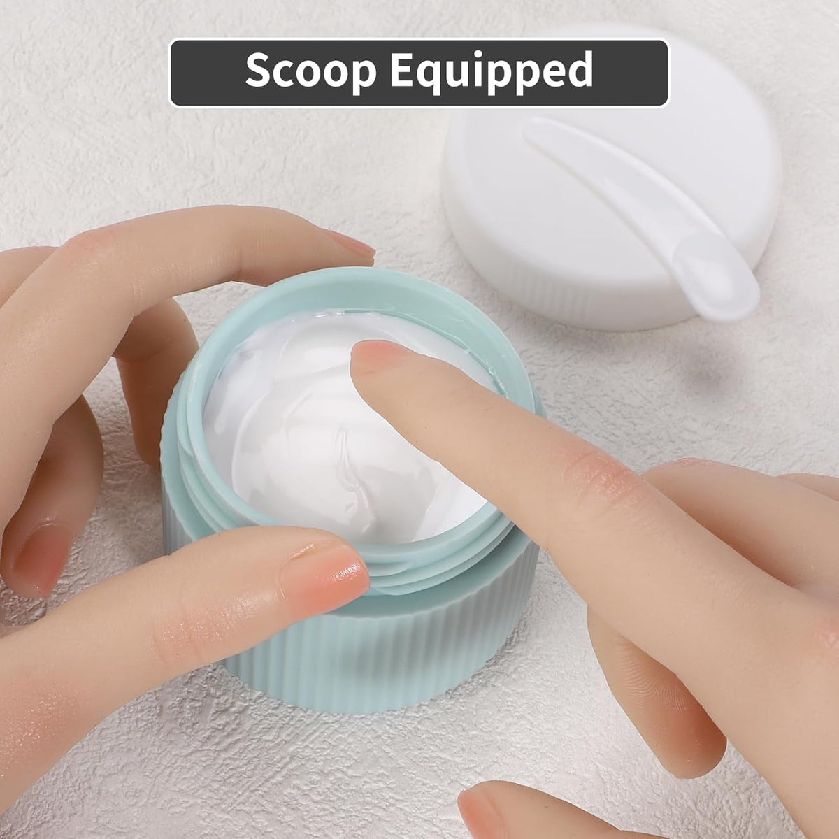 ME.FAN Travel Containers for Toiletries, TSA Approved 1.5 oz Silicone Cream Jars, Leak-proof Journey Containers, Trip Accessories with Lid for Cosmetic Face Hand 4 Pack White Lid - Morandi