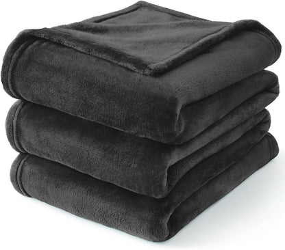 Fleece Blanket Soft Plush Throw for Couch Black 50"x60" - Colors A