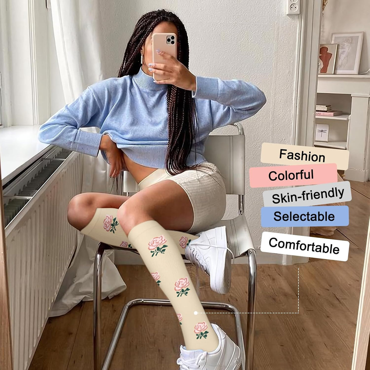 4 Pairs Compression Socks for Women Circulation-Best Support for Nurses,Running,Athletic,Travel