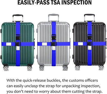 Ultra Long Heavy Duty Luggage Straps for Suitcases/Uprights/Duffels/Bags, 79" Adjustable Travel Packing Belts for Cargo Safety, Sturdy Baggage Strap Belts Multi-Pack