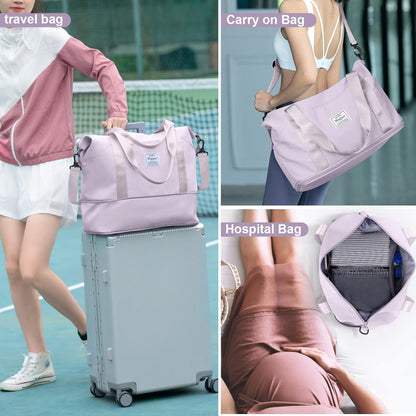 Travel Duffel Bag, Sports Tote Gym Bag, Shoulder Weekender Overnight Bag for Women - Colors B