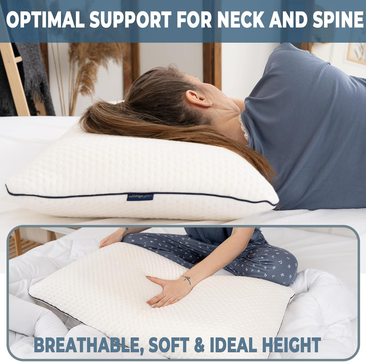 Travel & Camping Comfortable Memory Foam Pillow – Easy to Carry Portable Bag – Temperature Regulating Pillow Case