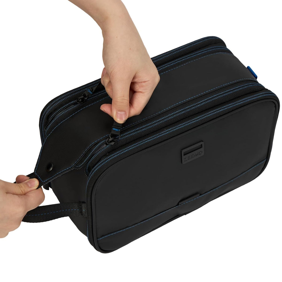 ZEEMO Travel Toiletry Bag for Men, Medium Water-Resistant Double-Sided Full-Open Dopp Kit, Versatile Organizer for Shower and Hygiene Accessories, Bathroom Essentials, Cosmetics, Black