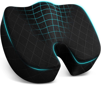 TushGuard Seat Cushion, Memory Foam Office Chair Cushion - Grey, Large