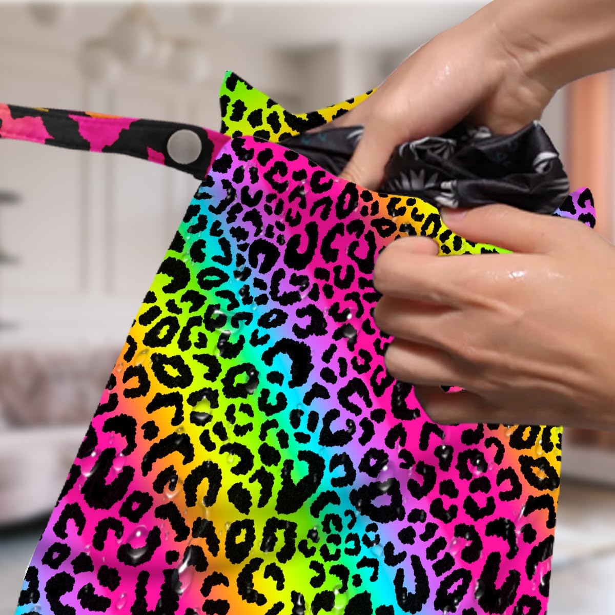 4 Pack Colorful Neon Leopard Print Wet Bag Waterproof Reusable Wet Dry Bag for Swimsuit Dirty Clothes Diaper Travel Pool Beach Yoga Gym Travel Party Birthday Christmas Toiletries Beach Essentials