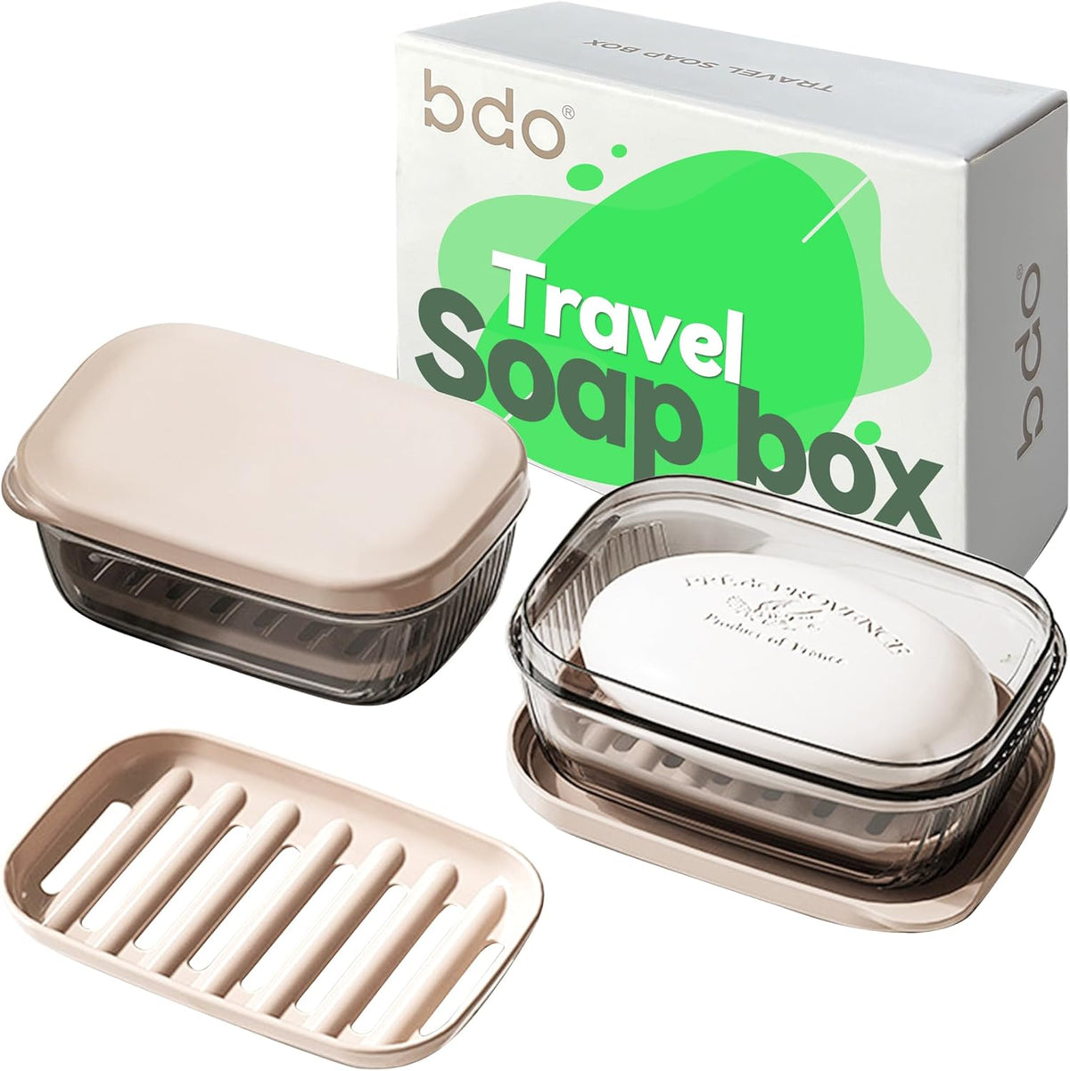Doter Travel Soap Holder with Lid - Draining Soap Box for Shower -Compact Travel Soap Case Leak-Proof Design for Camping, Hiking, Gym & Outdoor Use | Keeps Soap Dry & Hygienic