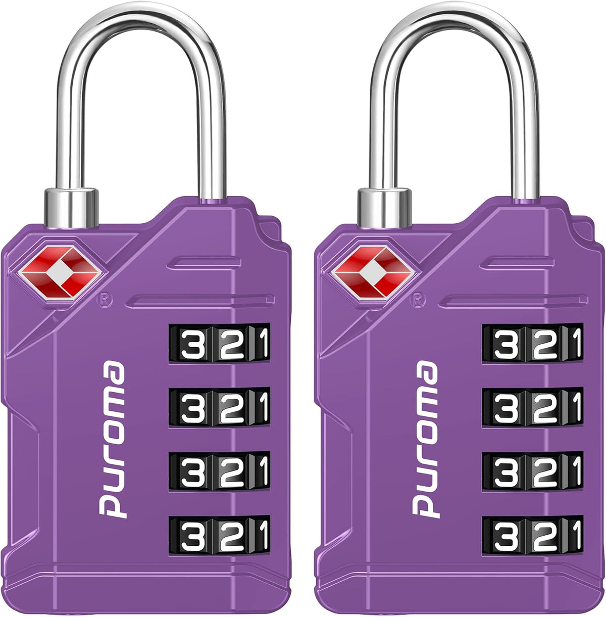 Puroma TSA Approved Luggage Locks, 2 Pack 4 Digit Resettable Travel Combination Code Lock with Zinc Alloy Body for Suitcase, Backpack, Laptop Bag, Gym Locker, Toolbox (Orange)
