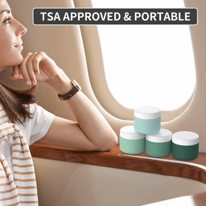 ME.FAN Travel Containers for Toiletries, TSA Approved 1.5 oz Silicone Cream Jars, Leak-proof Journey Containers, Trip Accessories with Lid for Cosmetic Face Hand 4 Pack White Lid - Morandi