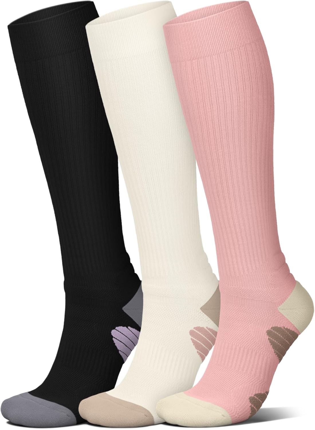 4 Pairs Compression Socks for Women Circulation-Best Support for Nurses,Running,Athletic,Travel