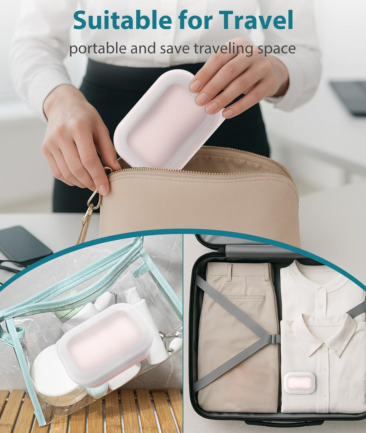 Quatish Compact Leakproof Travel Soap Case, Silicone Soap Box with Draining Layer, Enhanced Soap Container, Suitable for Camping, Gym, Bathroom, Outdoor Essentials, Green