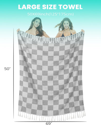 Antfuny Turkish Beach Towels Vacation Essentials Quick Dry Sand Free Oversized Bath Pool Swim Towel Extra Large XL Blanket Adult Travel Cruise Accessories Must Haves Clearance Stuff Necessities - Colors A