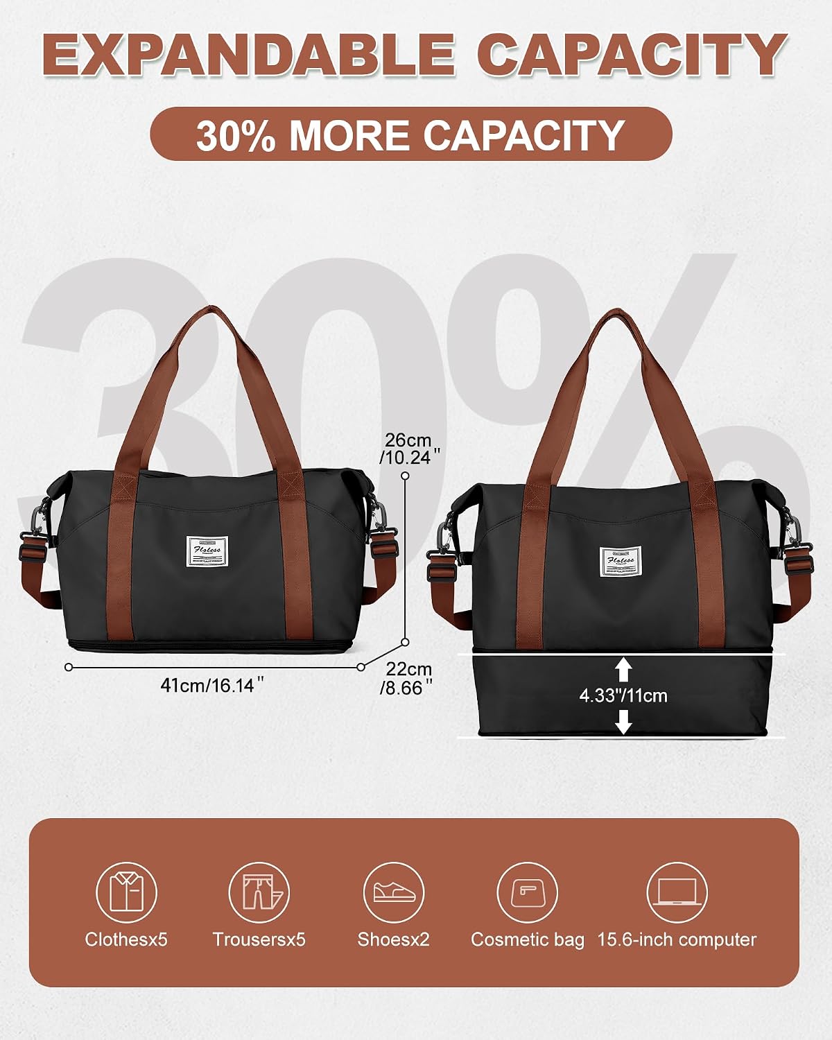 Travel Duffel Bag, Sports Tote Gym Bag, Shoulder Weekender Overnight Bag for Women - Colors A