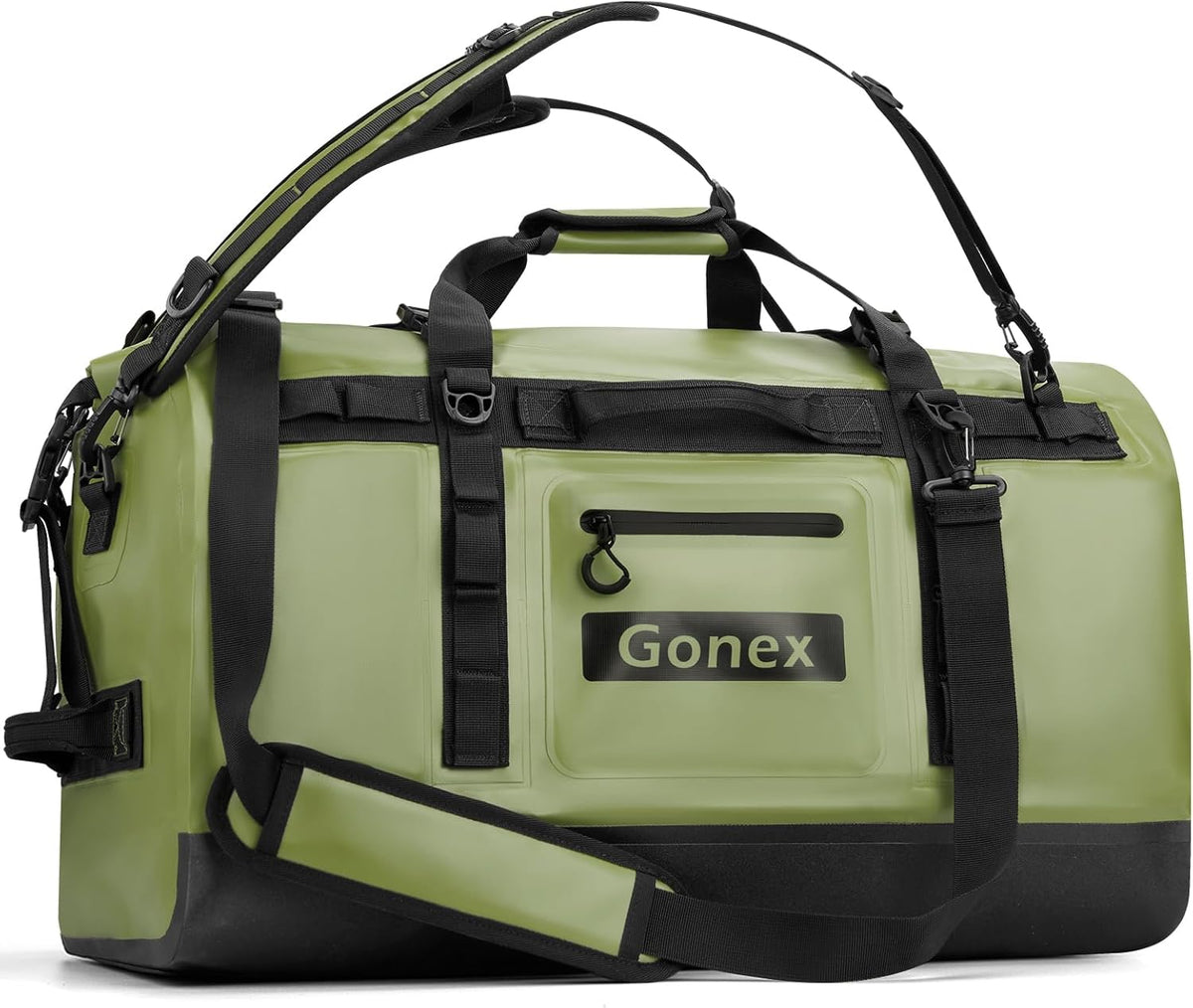 Gonex Waterproof Duffel Bag, 90L Heavy Duty Dry Duffle Bag with Reinforced Thickened Bottom, 3-in-1 Convertible Large Travel Backpack for Kayaking, Motorcycle, Camping & Boating, Orange