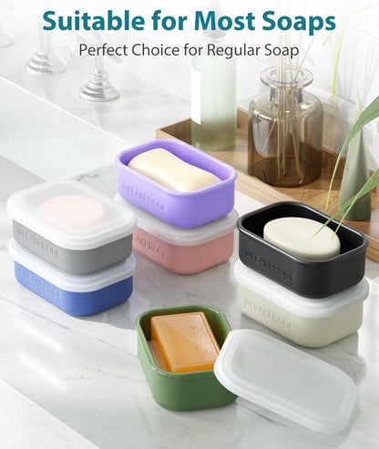 Quatish Compact Leakproof Travel Soap Case, Silicone Soap Box with Draining Layer, Enhanced Soap Container, Suitable for Camping, Gym, Bathroom, Outdoor Essentials, Green