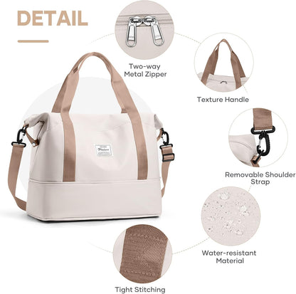 Travel Duffel Bag, Sports Tote Gym Bag, Shoulder Weekender Overnight Bag for Women - Colors A
