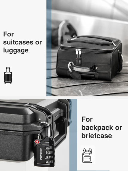 Puroma TSA Approved Luggage Locks, 2 Pack 4 Digit Resettable Travel Combination Code Lock with Zinc Alloy Body for Suitcase, Backpack, Laptop Bag, Gym Locker, Toolbox (Orange)