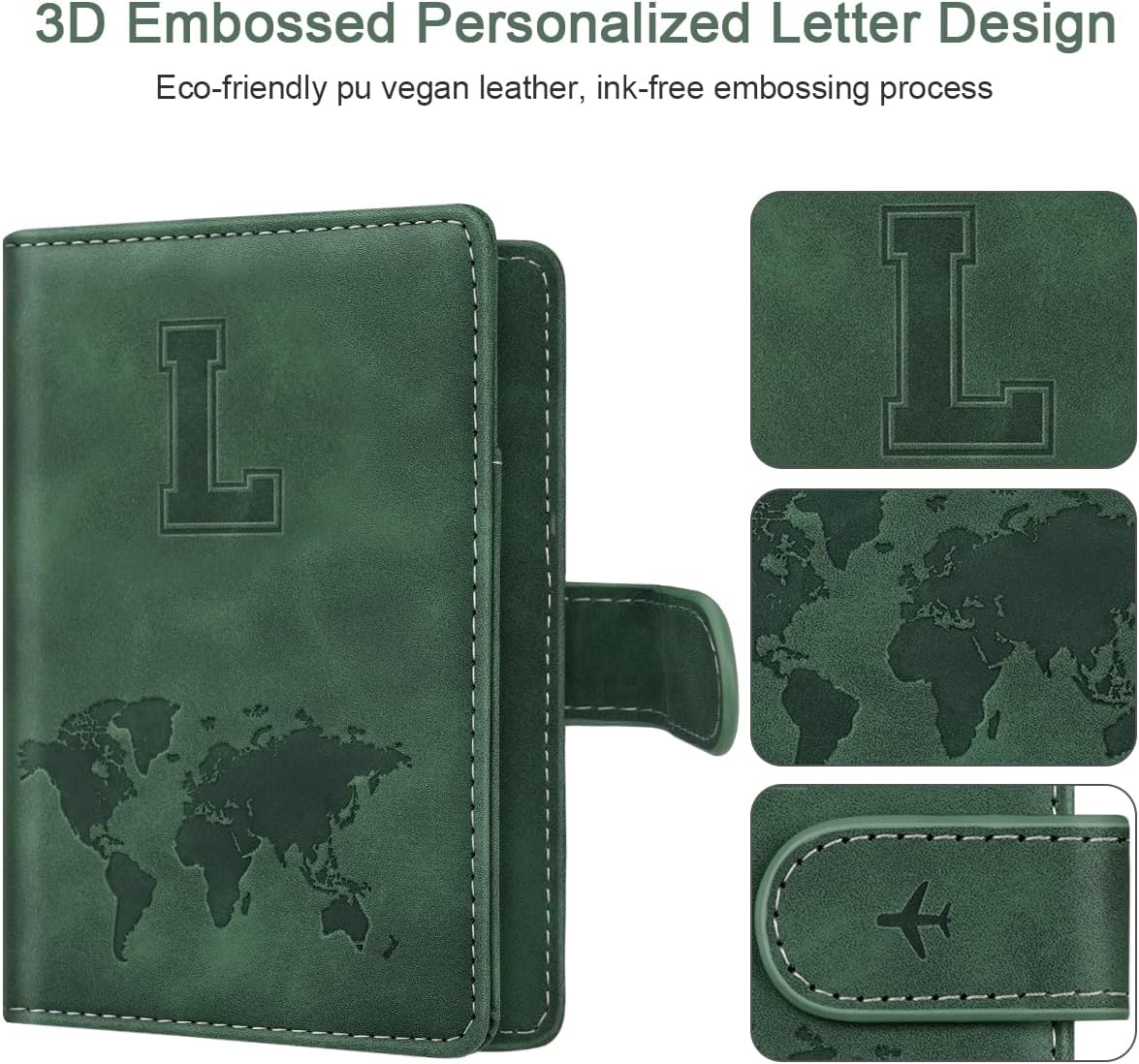 Passport Holder Cover Initail Letter A-Z Travel Wallet 3D Embossed Design RFID Blocking Card Holder Personalized Gift Passport Cover Wallet, Passport Book Holders for Women and Girls, Pink-A