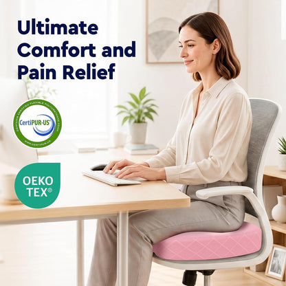 TushGuard Seat Cushion, Memory Foam Office Chair Cushion - Grey, Large