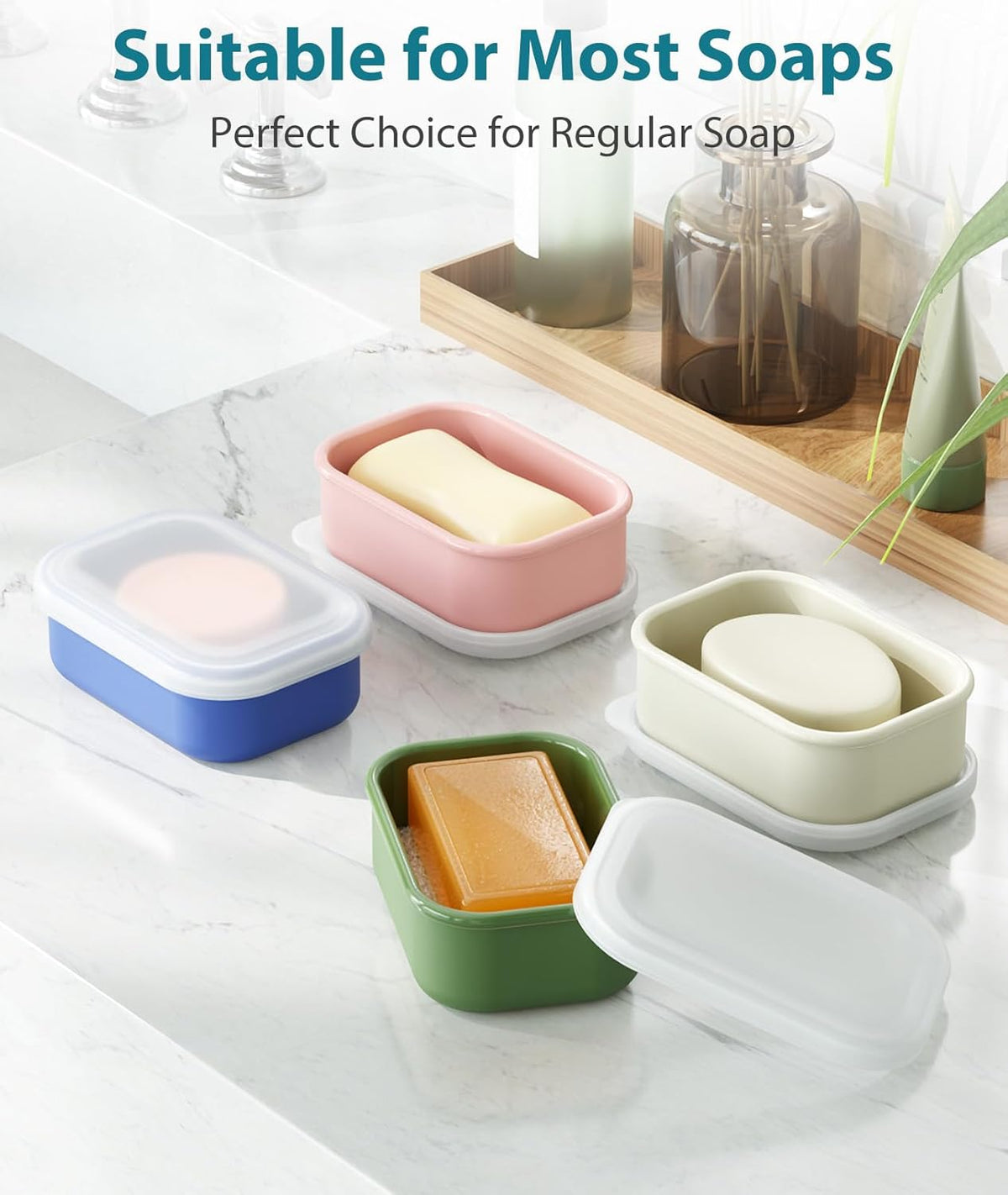 Quatish Compact Leakproof Travel Soap Case, Silicone Soap Box with Draining Layer, Enhanced Soap Container, Suitable for Camping, Gym, Bathroom, Outdoor Essentials, Green