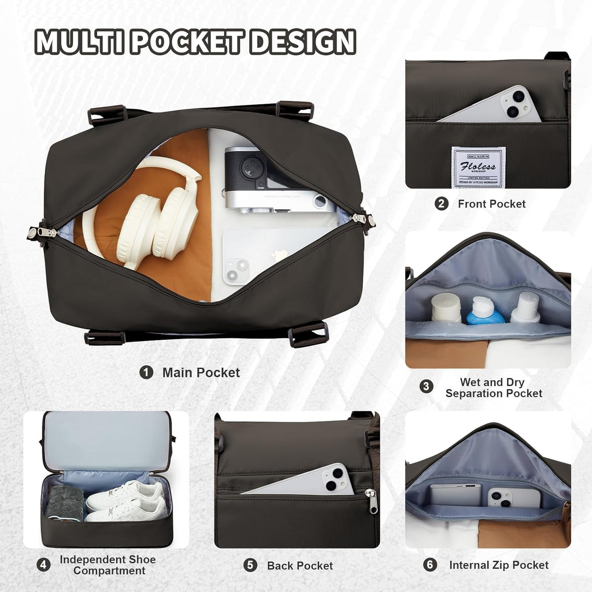 Travel Duffel Bag, Sports Tote Gym Bag, Shoulder Weekender Overnight Bag for Women - Colors A