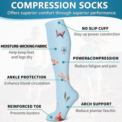 6 Pack Copper Compression Socks for Women and Men Circulation-Best Support for Medical,Running,Nursing,Athletic - Colors B