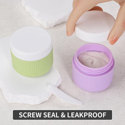 ME.FAN Travel Containers for Toiletries, TSA Approved 1.5 oz Silicone Cream Jars, Leak-proof Journey Containers, Trip Accessories with Lid for Cosmetic Face Hand 4 Pack White Lid - Morandi
