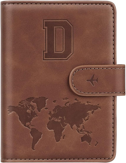 Passport Holder Cover Initail Letter A-Z Travel Wallet 3D Embossed Design RFID Blocking Card Holder Personalized Gift Passport Cover Wallet, Passport Book Holders for Women and Girls, Pink-A