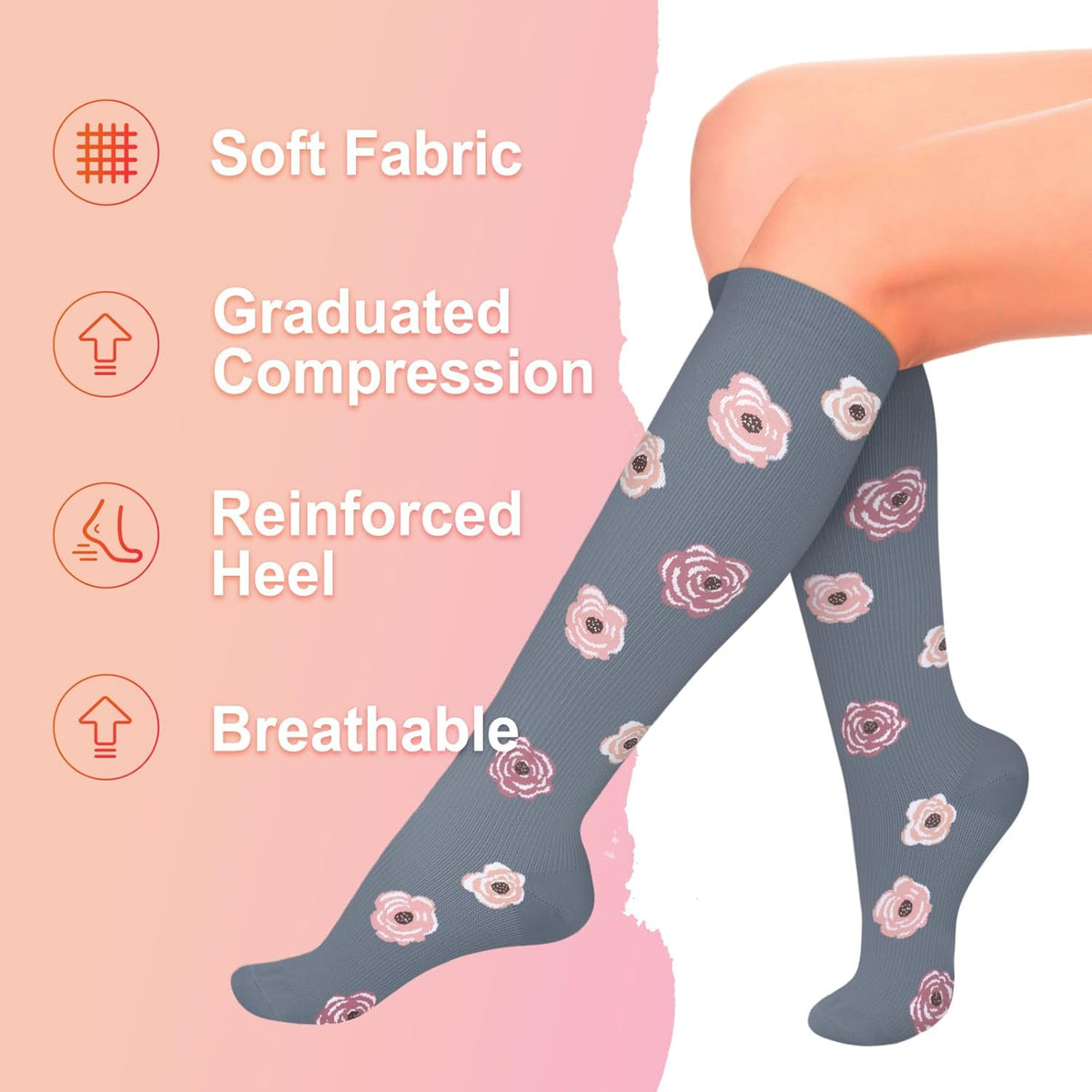 4 Pairs Compression Socks for Women Circulation-Best Support for Nurses,Running,Athletic,Travel