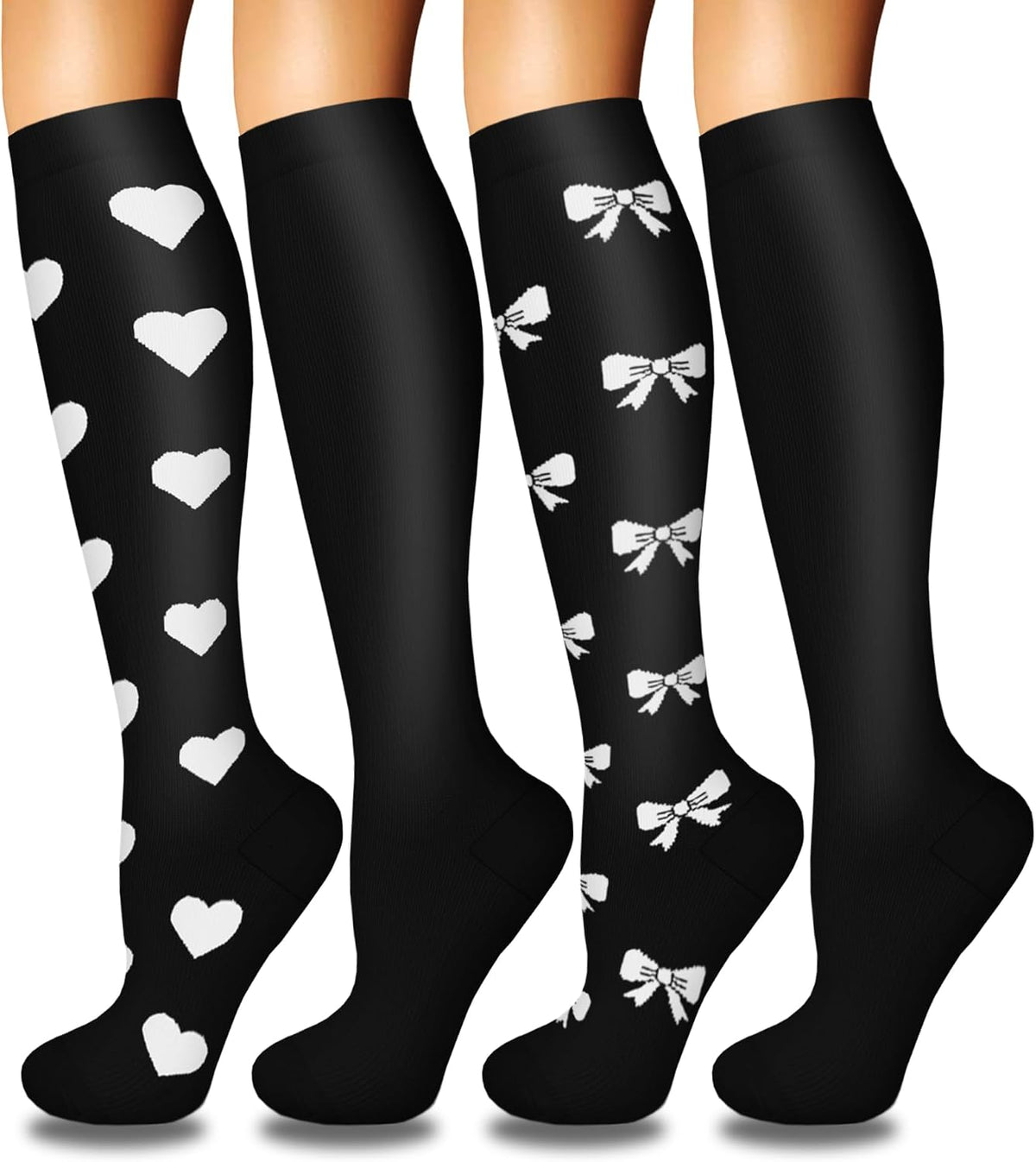 4 Pairs Compression Socks for Women Circulation-Best Support for Nurses,Running,Athletic,Travel