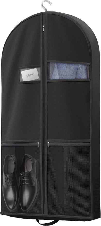 Lazebox 43" Travel Garment Bag with Accessories Zipper Pocket, Heavy Duty Suit Bag for Suits, Tuxedos, Dresses, Coats, Pink, 1 pack