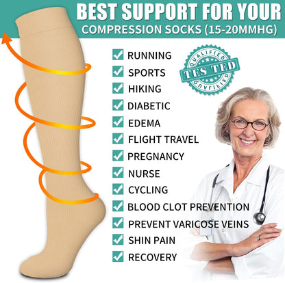 Laite Hebe 3 Pack Medical Compression Sock-Compression Sock For Women and Men Circulation -Best for Running,Nursing,Athletic Sports