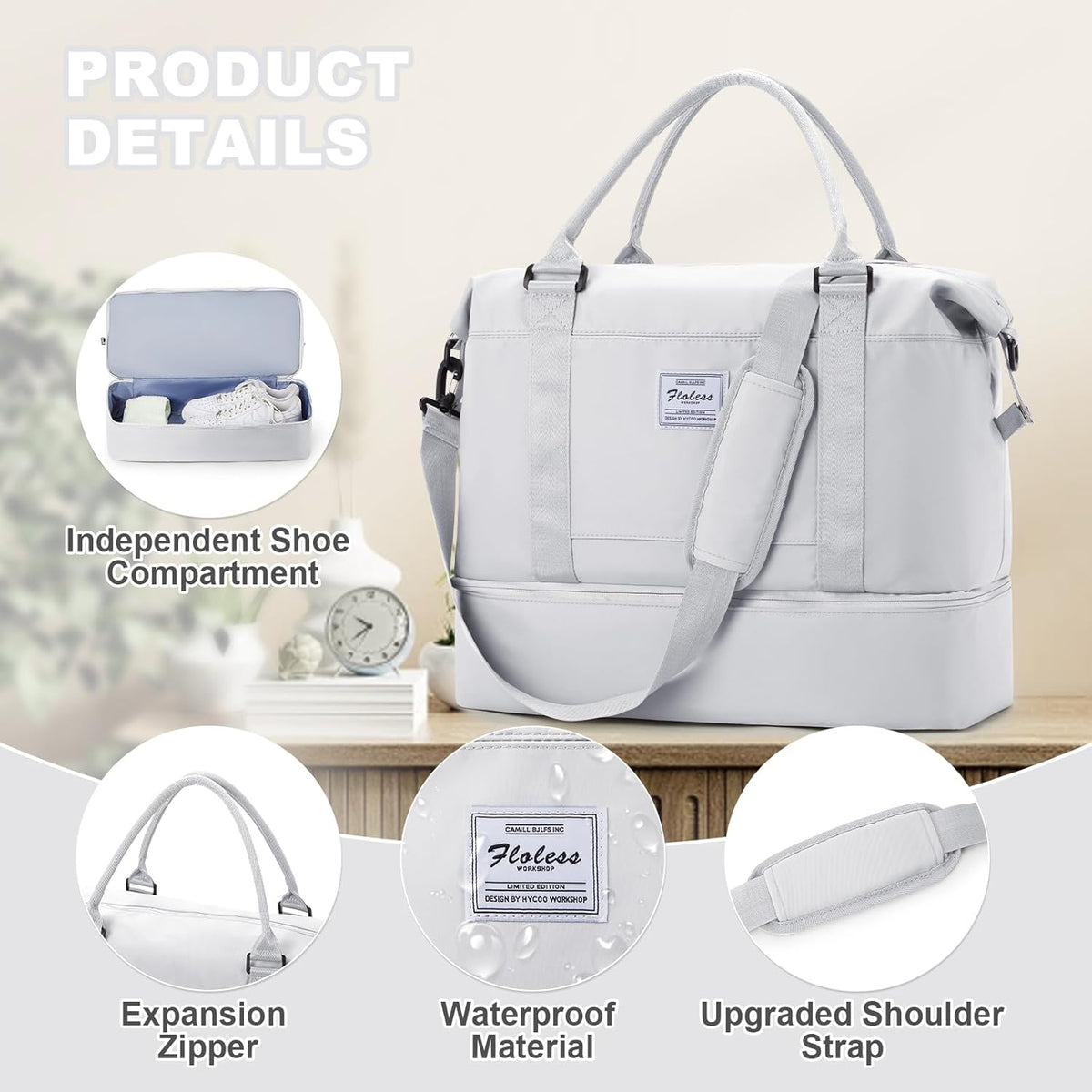 Travel Duffel Bag, Sports Tote Gym Bag, Shoulder Weekender Overnight Bag for Women - Colors B