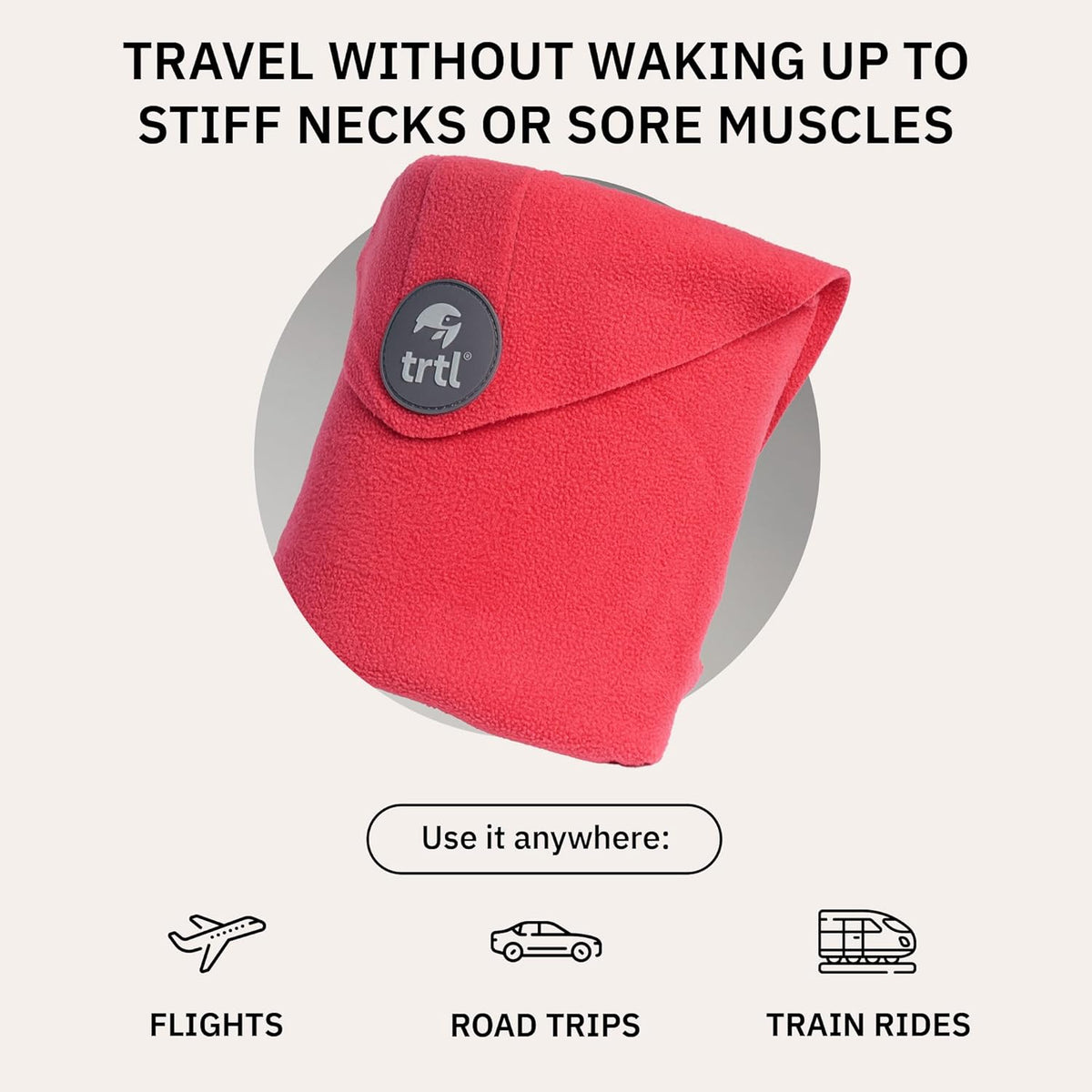 Trtl Pillow - Scientifically Proven, Super Soft Neck Support Travel Pillow for Airplanes - Lightweight and Machine Washable - Ergonomic Design for Traveling on Flights, Cars, and Trains - Black