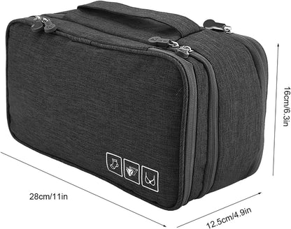 Milltrip Travel Underwear Bag, Waterprof Portable Storage Case with Multiple Layers & Pockets for Bras, Socks, Underwear, USB Cables, Compact Travel Bra (Gray)