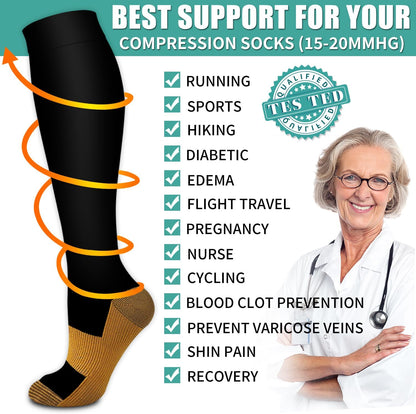 Laite Hebe 3 Pack Medical Compression Sock-Compression Sock For Women and Men Circulation -Best for Running,Nursing,Athletic Sports