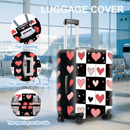 All Over Daisy Print Luggage Cover – Blue Suitcase Protector with White Floral Pattern, Washable Stretch Travel Case for 32-34 Inch Luggage,XL