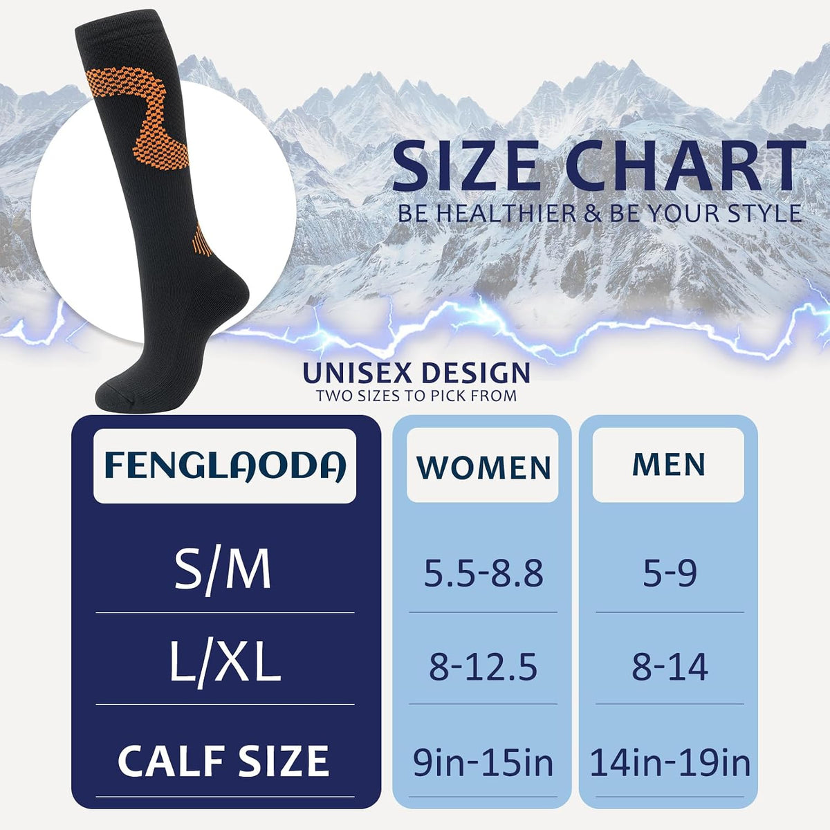 fenglaoda 8 Pairs Compression Socks for Men & Women 20-30 mmHg Knee High Nurse Pregnant Running Medical and Travel Athletic