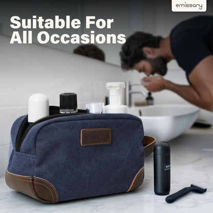 emissary Toiletry Bag for Men, Canvas Travel Toiletry Bag Men's Dopp Kit, Water-resistant Bathroom Bag Mens Shaving Kit, Travel Kit Small Bags, Shaving Bag, Toiletry Bags