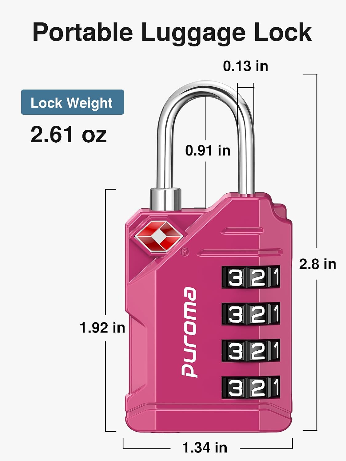 Puroma TSA Approved Luggage Locks, 2 Pack 4 Digit Resettable Travel Combination Code Lock with Zinc Alloy Body for Suitcase, Backpack, Laptop Bag, Gym Locker, Toolbox (Orange)