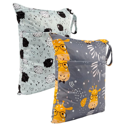 ALVA ALVABABY 3pcs Baby Cloth Diaper Wet/Dry Bags|Waterproof Reusable with Two Pockets|Travel, Beach, Pool, Daycare, Soiled Baby Items,Yoga,Gym Bag for Swimsuits or Wet Clothes 3L-ZM09 - Colors A