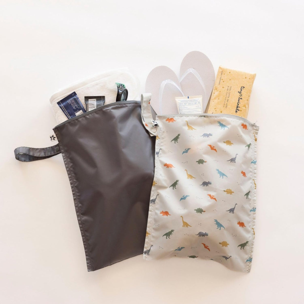 Tiny Twinkle Mess Proof Wet Bags | Reusable Waterproof Wet Bags for Swimsuits | Baby Clothes | Travel & Diaper Bag (Black, Green Checkers) - Colors B