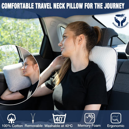 Travel & Camping Comfortable Memory Foam Pillow – Easy to Carry Portable Bag – Temperature Regulating Pillow Case